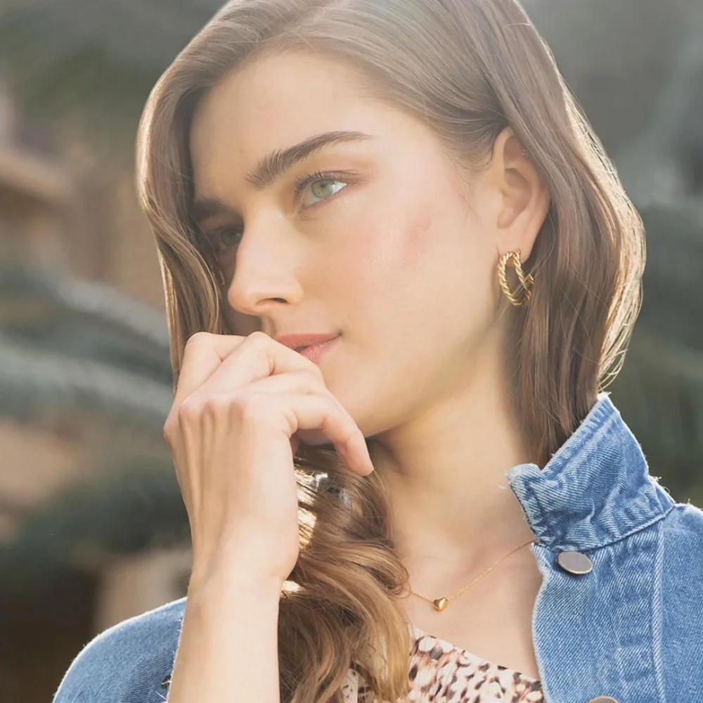Rendor Victoria Yellow Gold Double Hoop Earrings